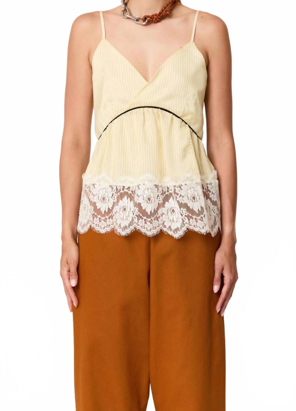 NEW PLAN C striped cami with lace in eggwhite